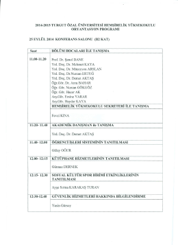 2014-2015 turgut &ouml;zal &uuml;niversitesi hemşirelik