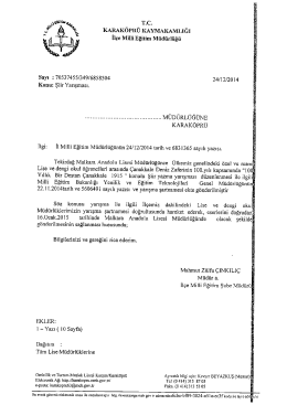 Tüm Lise Müdürlüklerine -Şiir Yarışması