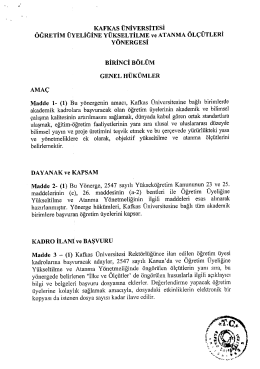 öğretim üyesi kadrolarına başvuru ve atanma