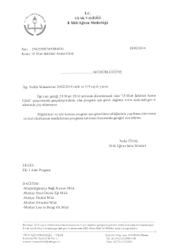 18 Mart Şehitleri Anma Günü Programı