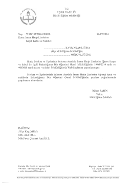 &Ouml;NEMLİ.... Merkez ve İl&ccedil;e İmam Hatip Lisesi M&uuml;d&uuml;rl&uuml;klerinin