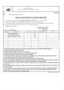 PİYASA ARAŞTIRMA vE TEKLİF MEKTUBU