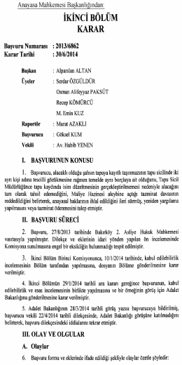 Anayasa Mahkemesinin 30/6/2014 Tarihli ve 2013