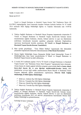 mersin yeterli ve dengeli beslenme ve hareketli yaşam il kurul kararları