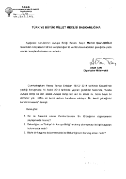 TÜRKİYE BÜYÜK MİLLET MEcLisi BAŞKANLIĞINA