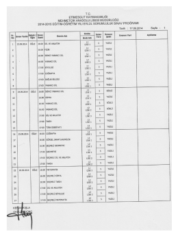 Eylül 2014 Sorumluluk Sınav Takvimi