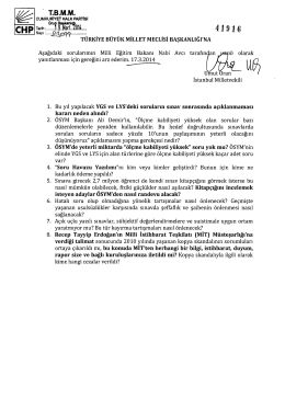 Yazılı Soru Önergesinin Metni
