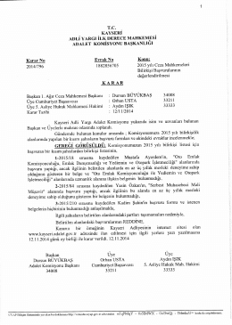 2015 yılı Bilirkişilik için Başvuruda bulunup buşvurusu kabul