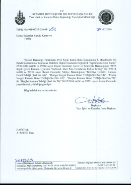Tebliğ No-452 - İstanbul Büyükşehir Belediyesi