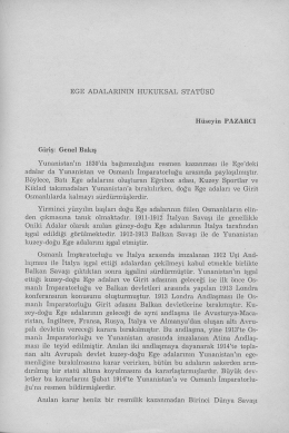 Ege Adalarının Hukuksal Statüsü