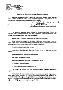 T&Uuml;RKIYE B&Uuml;Y&Uuml;K MİLLET MECLİSİ BAŞKANLIĞINA Aşağıdaki