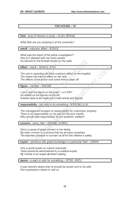 yds kelime listesi isimler 10