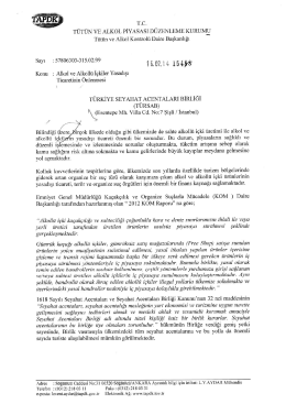 Tütün ve Alkol Piyasası Düzenleme Kurumu Yazısı