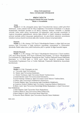 İPEK &Uuml;NİVERSİTESİ İMzA YETKİLERİ Y&Ouml;NERGESİ