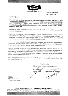 GiMAT GIDA sAN. ve Tic. A.ş. Ankara, 05.06.2014