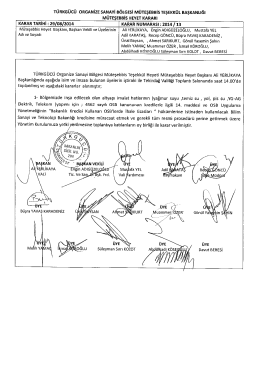 Karar No : 13 - Karar Tarihi : 29.08.2014