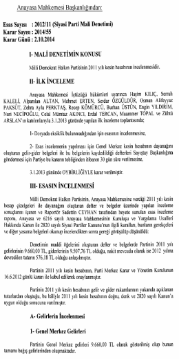 2012/11 (Siyasi Parti Mali Denetimi), K: 2014