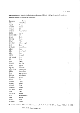 Ön Değerlendirme Sonuçları.