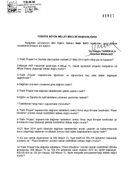 Yazılı Soru Önergesinin Metni - Türkiye Büyük Millet Meclisi