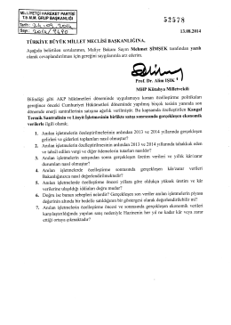 Yazılı Soru Önergesinin Metni - Türkiye Büyük Millet Meclisi