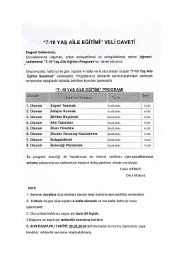 7-19 Yaş Aile Eğitimi Programı