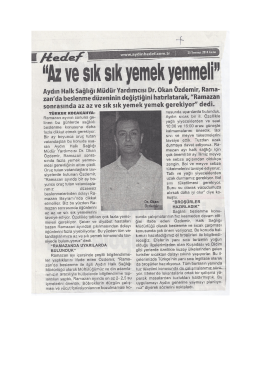 “Az ve sık sık yemek yenmelı” - Aydın Halk Sağlığı Müdürlüğü
