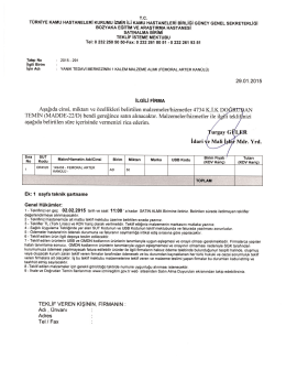 Ön Teklif İsteme Mektubu - Bozyaka Eğitim ve Araştırma Hastanesi