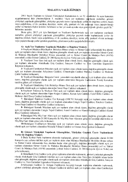 2015 yılı i&ccedil;erisinde yapılacak a&ccedil;ık yer toplantı alanları ve g&ouml;steri