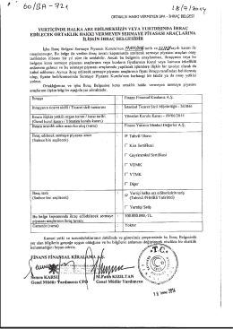 Finans Finansal Kiralama A.Ş. İhraç Belgesi
