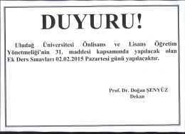 DUYURU! - Uludağ &Uuml;niversitesi