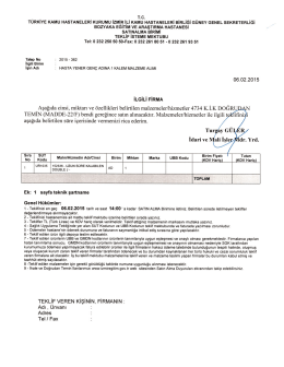 Ön Teklif İsteme Mektubu - Bozyaka Eğitim ve Araştırma Hastanesi