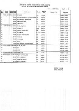 2014-2015 EĞİTİM &Ouml;ĞRETİM YILI II.D&Ouml;NEIVI BAŞI ŞUBAT