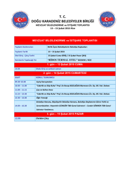 Program 13-15 Şubat 2015 Rize - Doğu Karadeniz Belediyeler Birliği