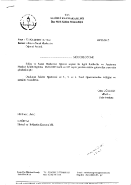 T.C. sALİHLİ KAYMAKAMLIĞI İlçe Miııi Eğitim Müdürlüğü