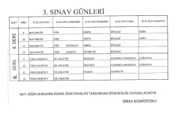 2014-2015 1. D&ouml;nem Telafi Sınav Programı