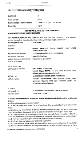 Alaplı Belediye Başkanlığı Kent Donatı Elemanları Mal Alımı İhalesi