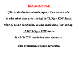 İHALE SONUCU