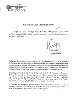 ağrı mv.halil aksoy`un milli eğitim bakanı`na yazılı sorusu