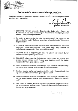 TÜRKİYE BÜYÜK MİLLET MEcLisi BAŞKANLIĞINA