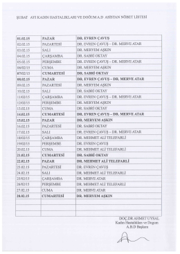 01.02.15 pazar dr. evren &ccedil;avuş 02.02.15 pazartesi dr. evren &ccedil;avuş
