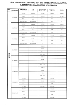 2014-2015 Bahar d&ouml;nemi II. &ouml;ğretim g&uuml;ncel ders programı