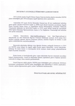 Bakanlık Yazısı - Mersin İl Milli Eğitim Müdürlüğü