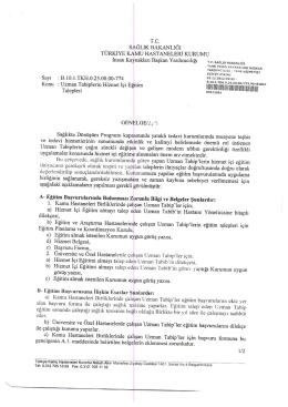 Uzman Tabiplerin Hizmet İ&ccedil;i Eğitim Talepleri Hakkında Genelge