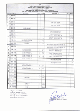 2014-2015 Eğitim &Ouml;ğretim Yılı Bahar D&ouml;nemi T&uuml;m B&ouml;l&uuml;mler Ders