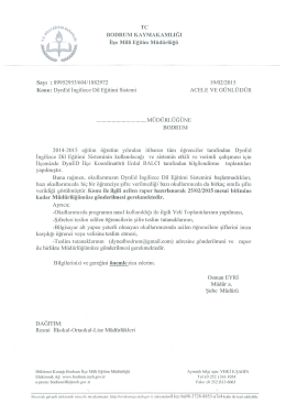 Tc BODRUM kAYMAKAMLIĞI İl&ccedil;e `Miııı Eğitim M&uuml;d&uuml;rl&uuml;ğ&uuml;