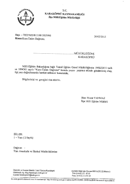 Tüm Anaokulu ve İlkokul Müdürlüklerine