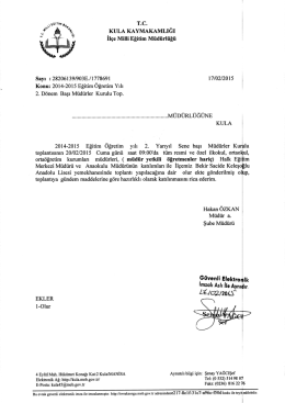 Tc KULA KAYMAKAMLIĞI İlçe Müıi Eğitim Müdürlüğü