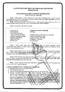 kantin işletme işine ait kiralama işlemleri ihale ilanı