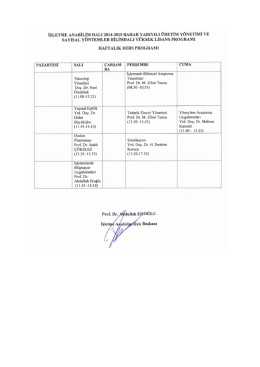 2014-2015 Eğitim Öğretim Bahar Yarıyılı İşletme Anabilim Dalı