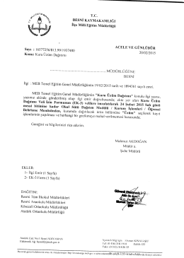 Inc. BEsNi KAYMAKAMLıĞı İlçe MiııiEğüım Müdürlüğü